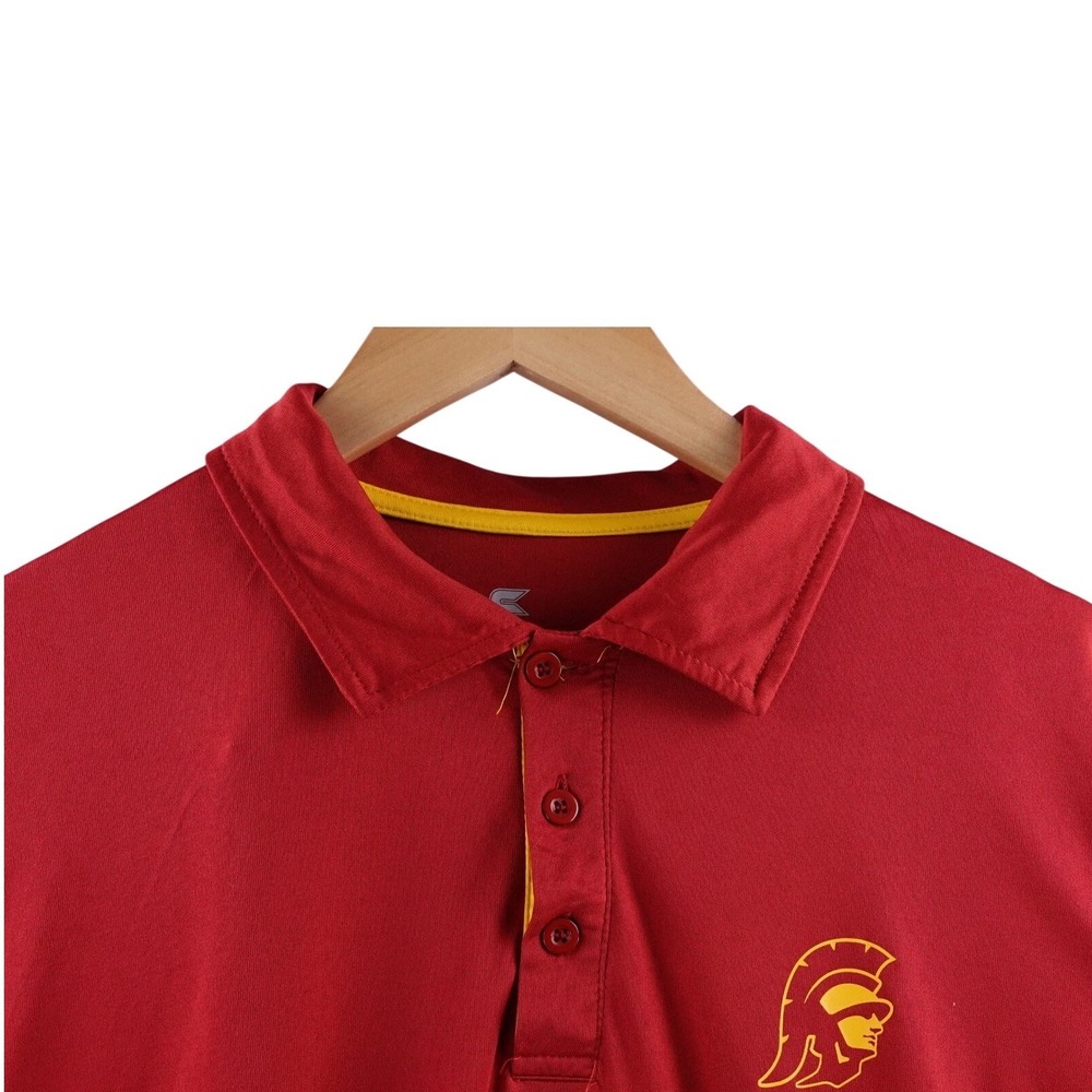 Colosseum Mens XL Red USC Trojans Performance Stretch Polo Shirt